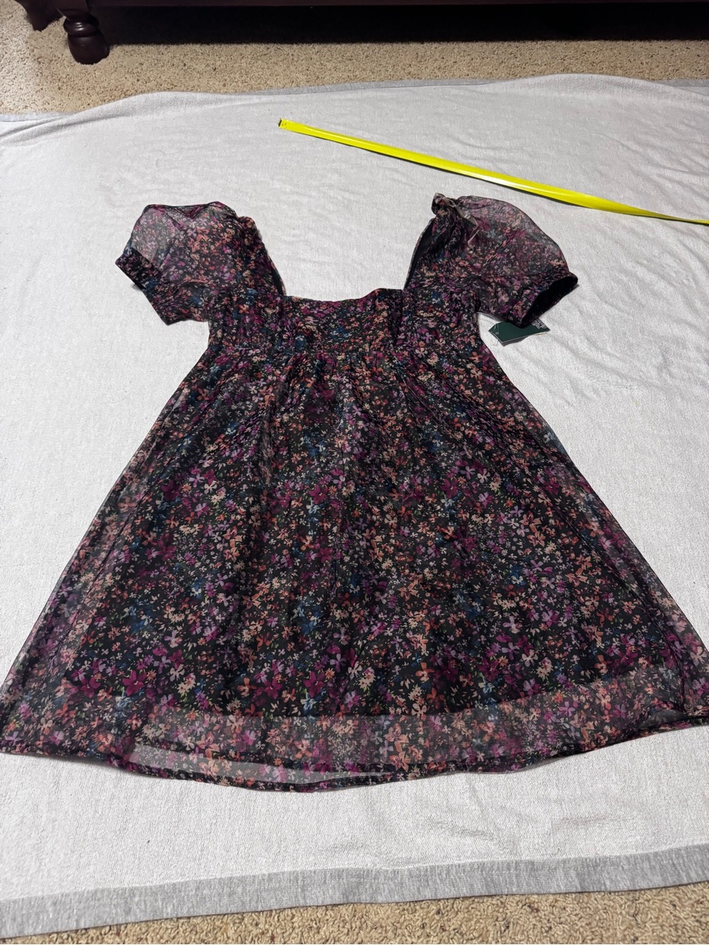 wild fable Black Floral Puff Sleeve Dress